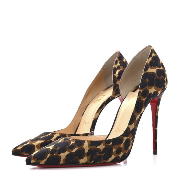Christian Louboutin Iriza 100 Leopard Silk D'Orsay Heels Pumps Size 41 - Picture 2 of 8